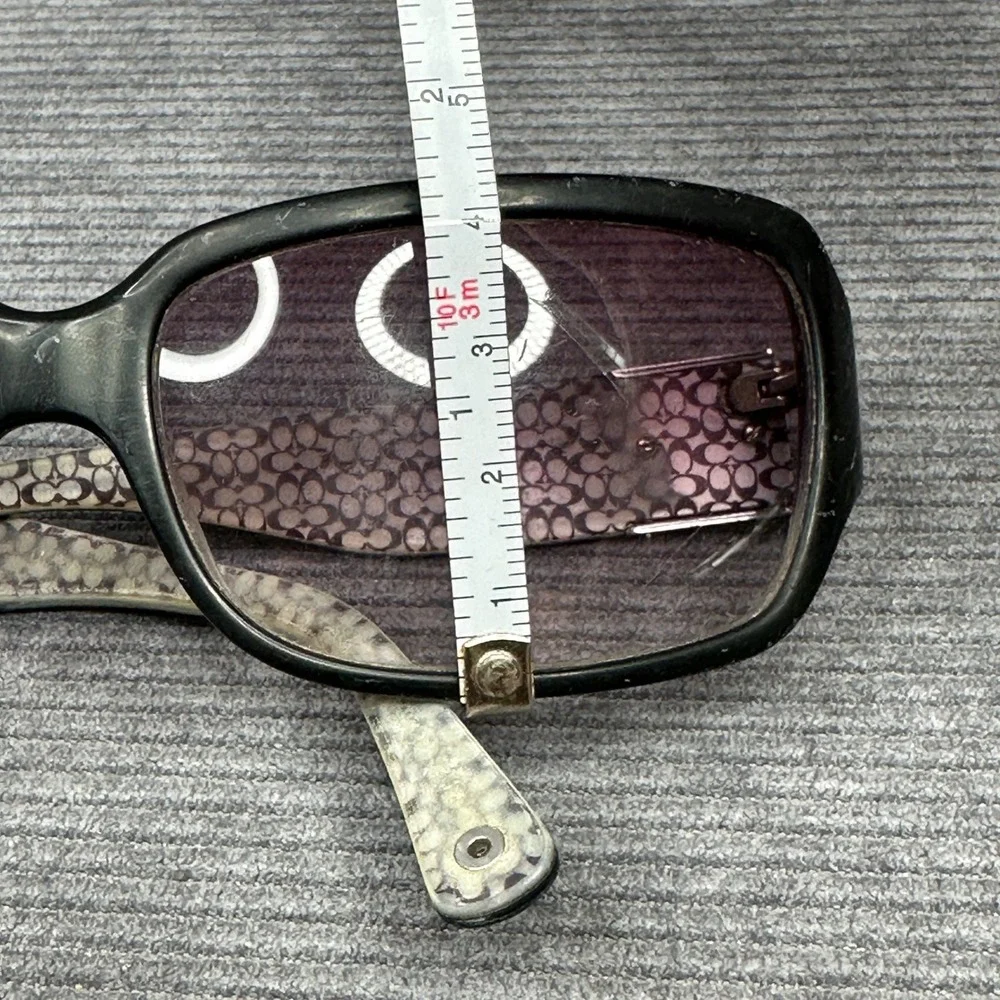 Coach Y2K Sunglasses Black Rectangular Frame Gradient Purple Lens Monogram Logo